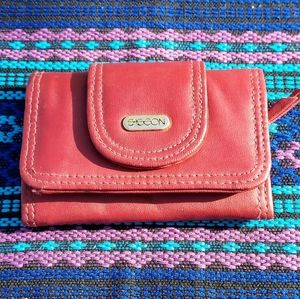 Vintage 80s 90s Sasson Wallet Id Purse small womens maroon red vtg